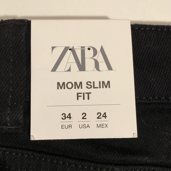 NWOT Zara High Rise Mom Slim Fit Jeans in Black Sz 2 - Picture 11 of 11